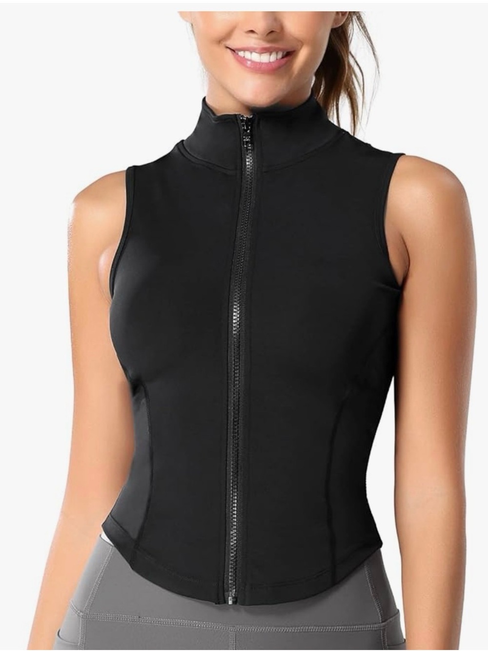 Xersion Black Sleeveless Zip Front Active Vest